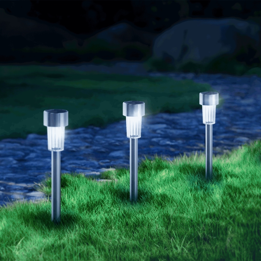 Aigostar - Lámpara solar LED/2V IP44 40 mAh cromo mate