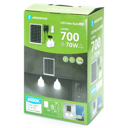 Aigostar - Lámpara solar LED 2xLED/35W/12V 6000 mAh 6500K diá. 10 cm + control remoto
