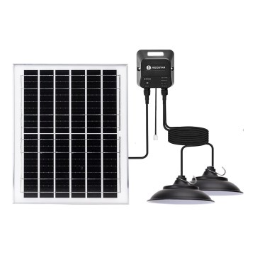 Aigostar - Lámpara solar LED 2xLED/70W/12V 12000 mAh 6500K diá. 23,5 cm + control remoto