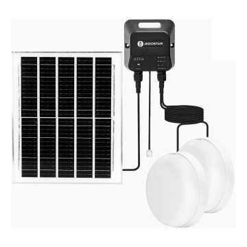Aigostar - Lámpara solar LED 2xLED/70W/12V 12000 mAh 6500K IP65 Ø 20,5 cm + mando a distancia