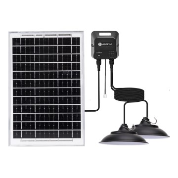 Aigostar - Lámpara solar LED con sensor 2xLED/35W/12V 6000 mAh 6500K diá. 15 cm + control remoto