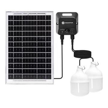 Aigostar - Lámpara solar LED con sensor 2xLED/35W/12V 6000 mAh 6500K IP65 Ø 10 cm + control remoto