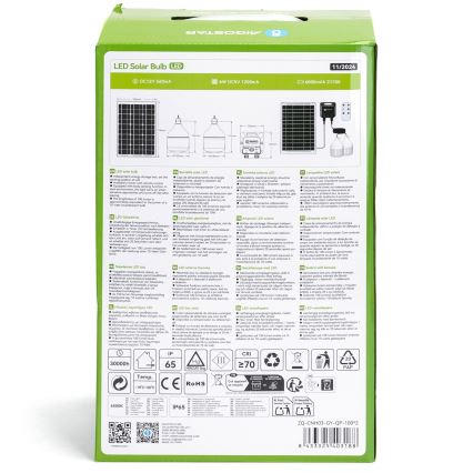 Aigostar - Lámpara solar LED con sensor 2xLED/35W/12V 6000 mAh 6500K IP65 Ø 10 cm + control remoto