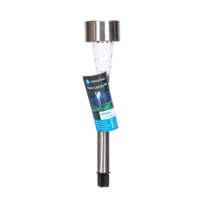 Aigostar - Lámpara solar LED LED/0,006W/1,2V 40 mAh 29,5 cm cromo mate 6500K IP44