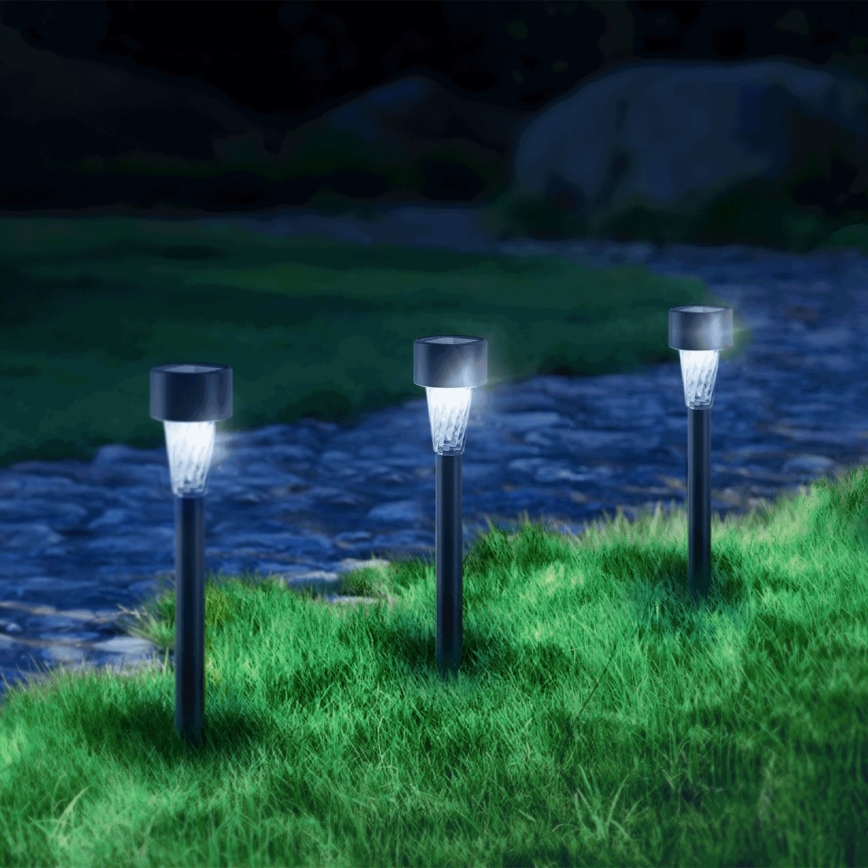 Aigostar - Lámpara solar LED LED/0,006W/1,2V 40 mAh 29,5 cm negro 6500K IP44