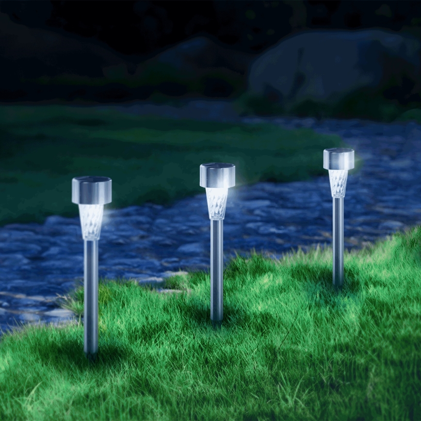 Aigostar - Lámpara solar LED LED/2V IP44 40 mAh cromo mate