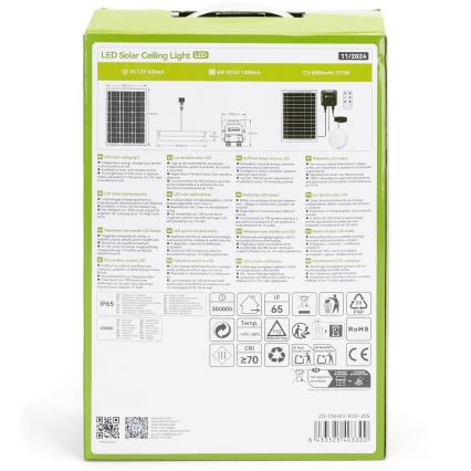 Aigostar - Lámpara solar LED LED/70W/12V 6000 mAh 6500K diá. 20,5 cm + control remoto