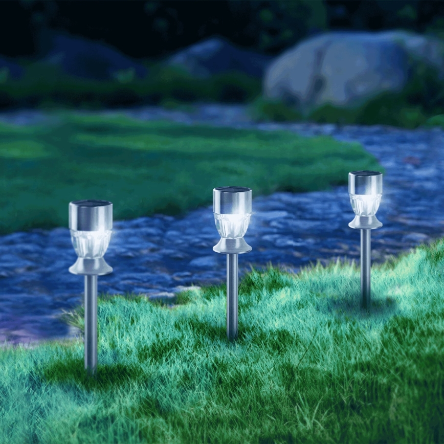 Aigostar - Lámpara solar LED RGB LED/0,006W/1,2V 35,5 cm 100 mAh cromo mate IP44