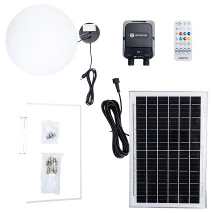 Aigostar - Lámpara solar regulable LED RGBW MESH LED/5W/3,7V 8000 mAh 2700K-6500K IP65 d. 30 cm