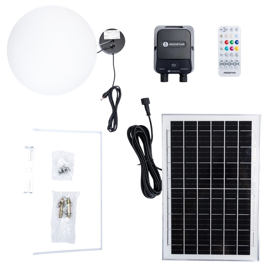 Aigostar - Lámpara solar regulable LED RGBW MESH LED/5W/3,7V 8000 mAh 2700K-6500K IP65 d. 30 cm