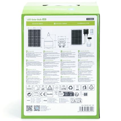 Aigostar - Lámpara colgante solar LED/70W/12V 6000 mAh 6500K IP65 diámetro 12 cm + control remoto