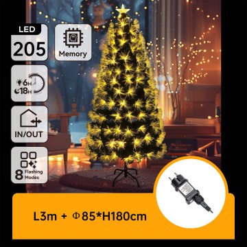 Aigostar - LED árbol de Navidad para exterior 205xLED/8 funciones 180cm IP44 blanco cálido