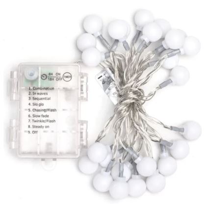 Aigostar-LED Cadena de luces para exterior 25xLED/3xAA/8 funciones 2,8 m IP44 blanco cálido