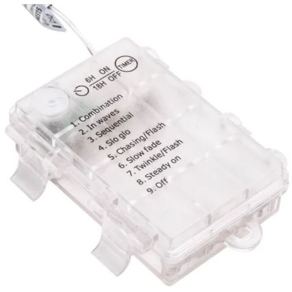 Aigostar-LED Cadena de luces para exterior 25xLED/3xAA/8 funciones 2,8 m IP44 blanco cálido