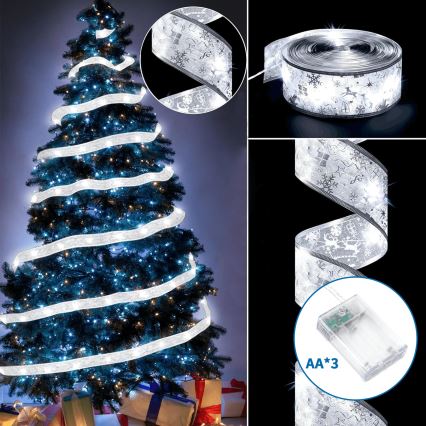 Aigostar - Cadena de luces LED navideña 50xLED/3xAA 5 m blanco cálido plateada