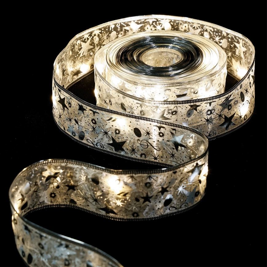 Aigostar - Cadena de luces LED navideña 50xLED/3xAA 5 m blanco cálido plateada