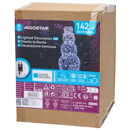 Aigostar - Decoración navideña LED de exterior LED/3,6W/31/230V 6500K 60 cm IP44 muñeco de nieve