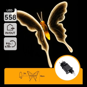 Aigostar - LED decoración para exteriores 558xLED 90 cm IP44 mariposa/blanco cálido
