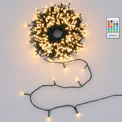 Aigostar - Cadena navideña LED regulable para exterior con sensor de movimiento 100xLED/3xAA 12m blanco cálido + mando a distancia