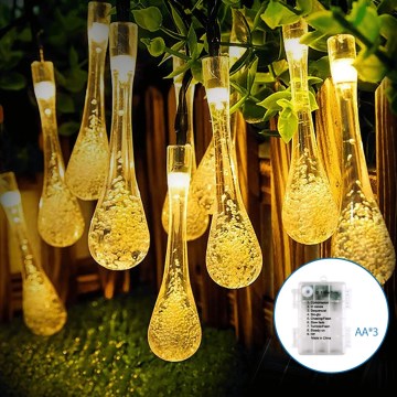 Aigostar - LED guirnalda decorativa para exterior 50xLED/8 funciones 3xAA 5,3m IP44 blanco cálido