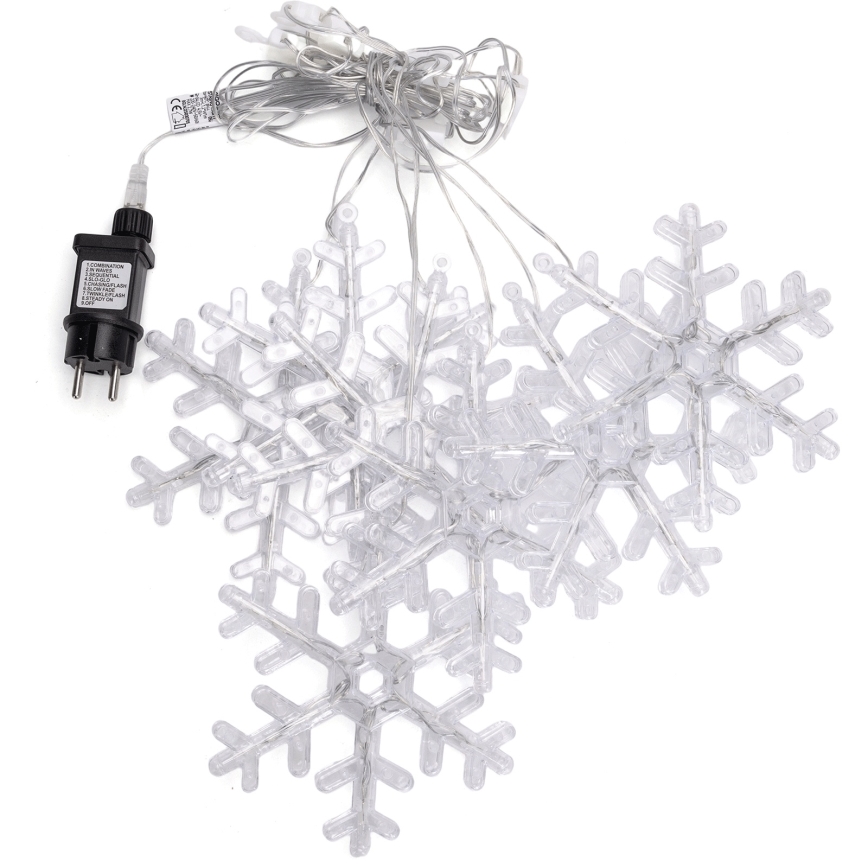Aigostar - Cadena LED exterior 84xLED/8 funciones 1,2x1 m IP44 blanco cálido copos de nieve