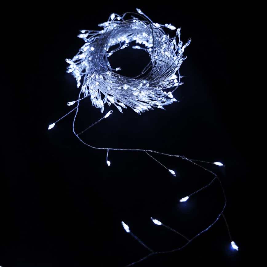 Aigostar - Guirnalda navideña LED para exterior 100xLED/8 funciones 3xAA 3,3m IP44 blanco frío