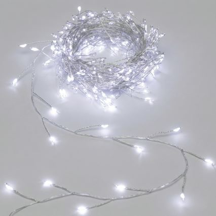 Aigostar - Guirnalda navideña LED para exterior 100xLED/8 funciones 3xAA 3,3m IP44 blanco frío