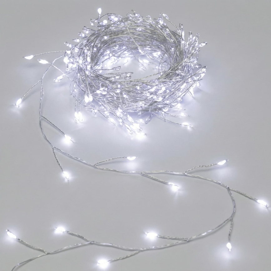 Aigostar - Guirnalda navideña LED para exterior 100xLED/8 funciones 3xAA 3,3m IP44 blanco frío