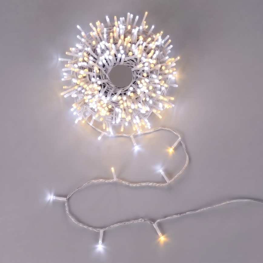 Aigostar - Cadena de luces navideñas LED para exterior, 200 LED / 8 funciones, 23 m, IP44, blanco cálido/blanco frío