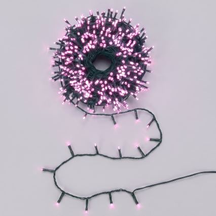 Aigostar - LED guirnalda navideña para exterior 200xLED/8 funciones 3xAA 10,3m IP44 rosa