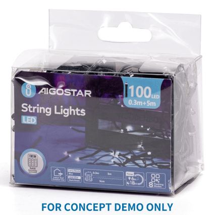 Aigostar - LED guirnalda navideña para exterior 200xLED/8 funciones 3xAA 10,3m IP44 rosa