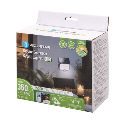 Aigostar - LED Lámpara solar con sensor de movimiento LED/2,4W/3,7V 1800 mAh IP65
