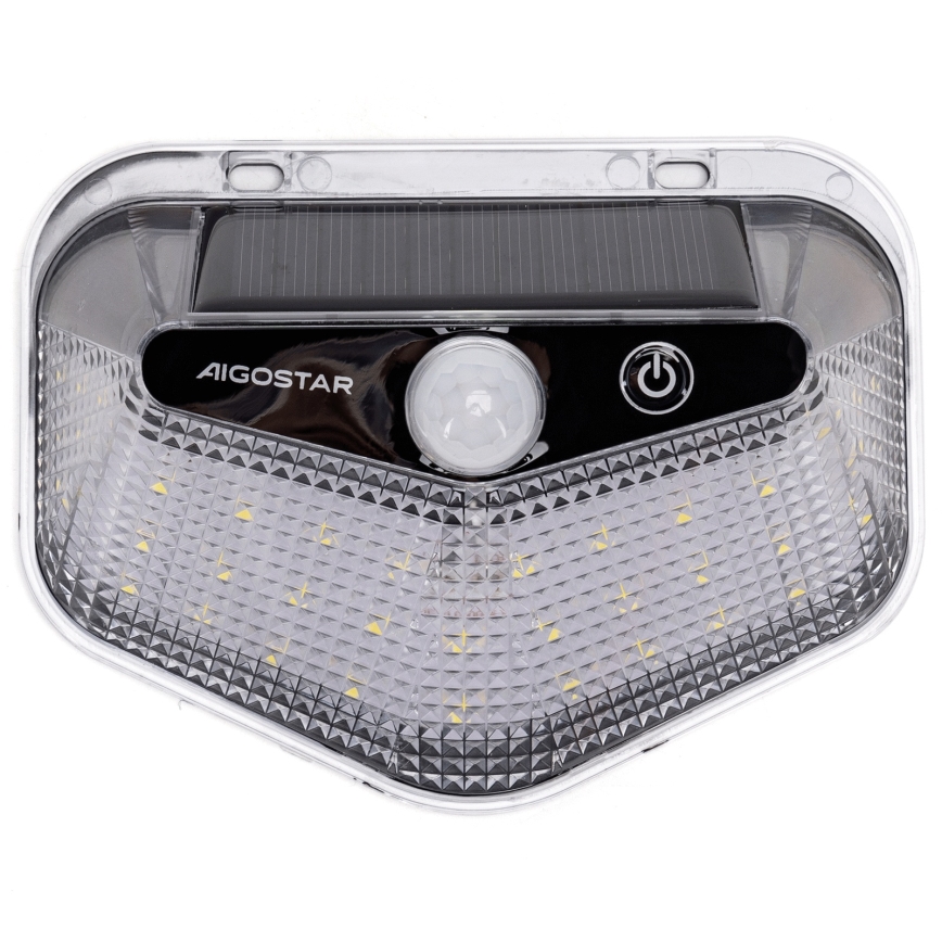 Aigostar - Luminaria solar LED con sensor LED/3,7 V 6500 K 500 mAh IP65 negra