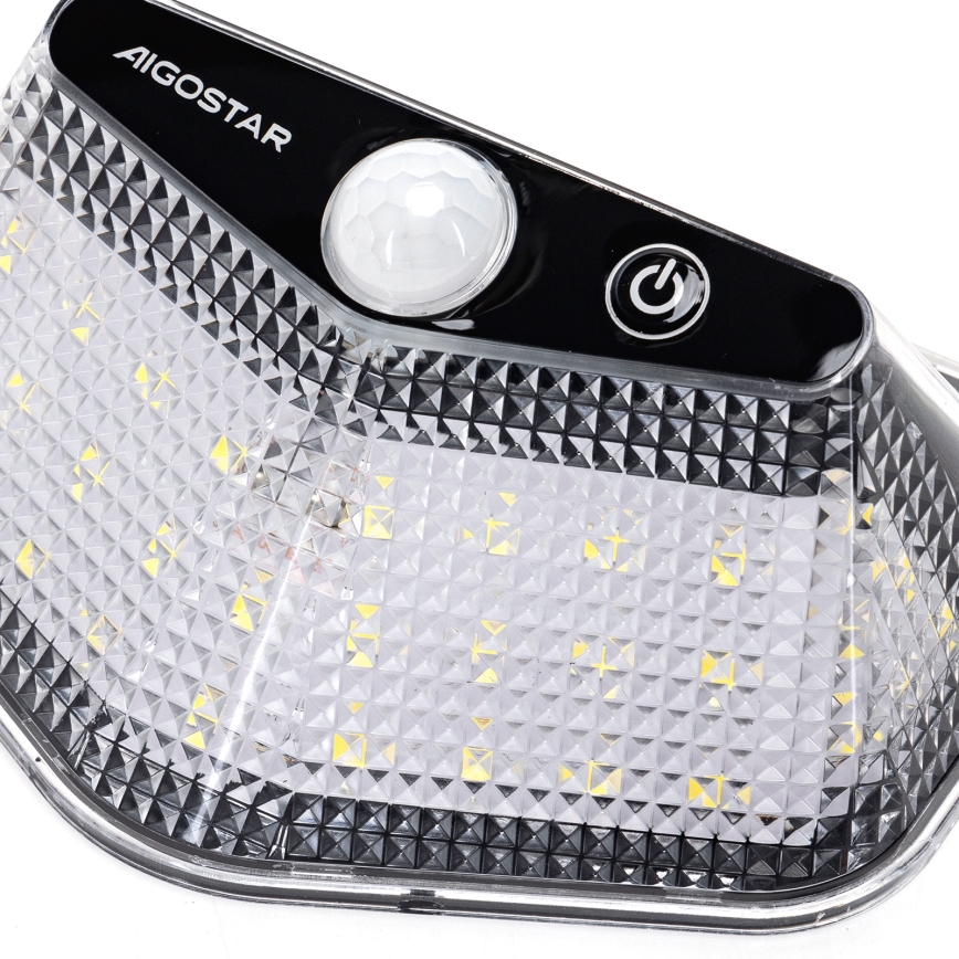 Aigostar - Luminaria solar LED con sensor LED/3,7 V 6500 K 500 mAh IP65 negra
