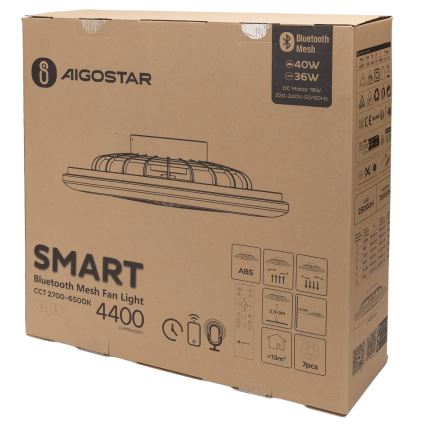 Aigostar - LED Plafón regulable con ventilador MESH LED/40W/230V 2700-6500K blanco + control remoto