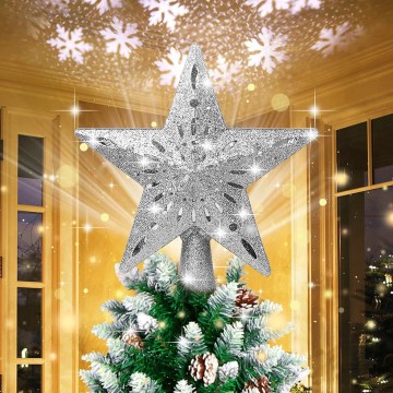 Aigostar - LED proyector navideño de copos de nieve LED/5W/230V blanco frío estrella plateada