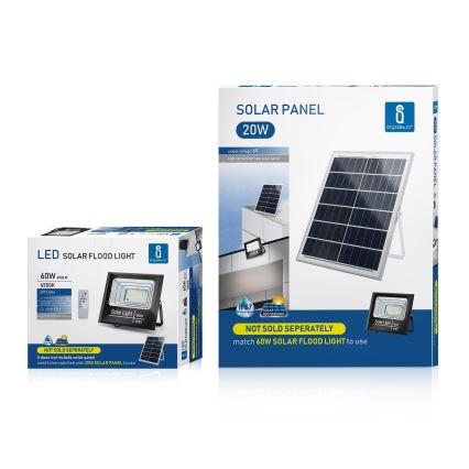 Aigostar - LED Proyector solar regulable LED/60W/3,2V 2000 mAh IP67 + control remoto