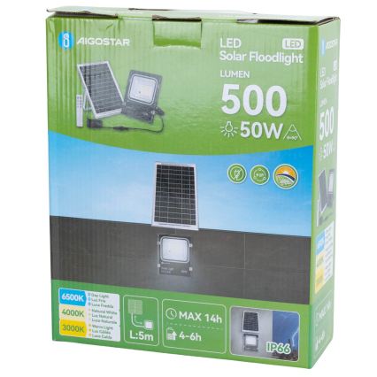 Aigostar - Reflector solar LED LED/50W/3,2V 1200mAh 3000K/4000K/6500K IP66 + control remoto