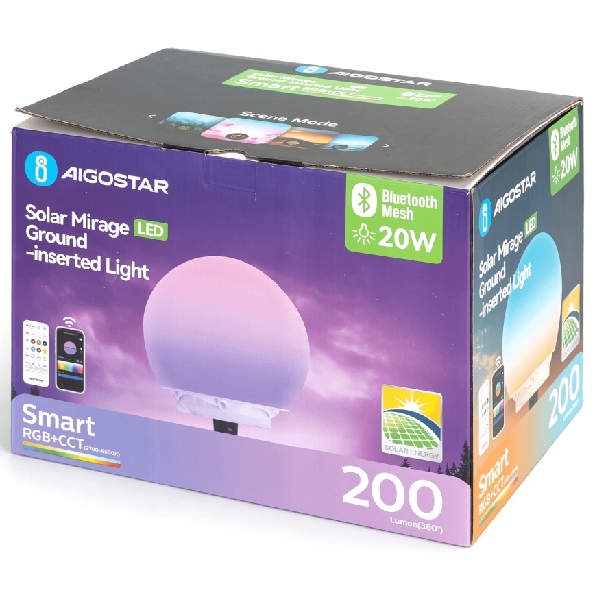 Aigostar - Lámpara exterior LED RGBW regulable MESH LED/20W/3,7V 4000mAh 2700-6500K IP65 Ø 20 cm + mando a distancia