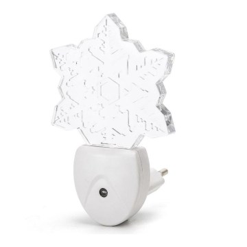 Aigostar - LED RGB Luz nocturna con sensor crepuscular LED/0,5W/230V copo de nieve
