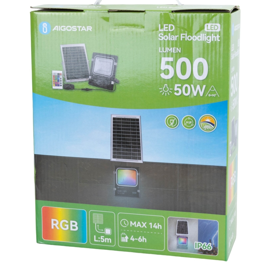 Aigostar - LED RGB Proyector solar regulable LED/50W/3,2V IP66 4000 mAh + control remoto