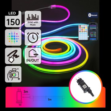 Aigostar - LED RGBICW Cadena de luces inteligente para exterior MESH 150xLED 5m IP44 + control remoto