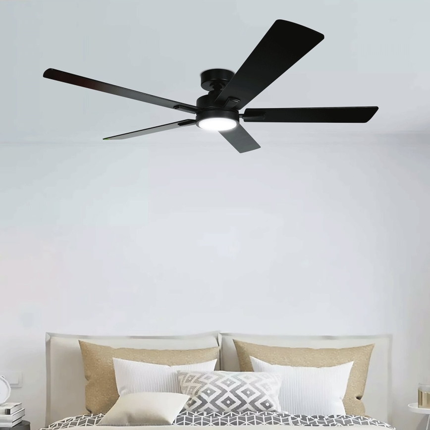 Aigostar - Ventilador de techo LED regulable LED/20W/230V 2700-6500K 132 cm negro + mando a distancia