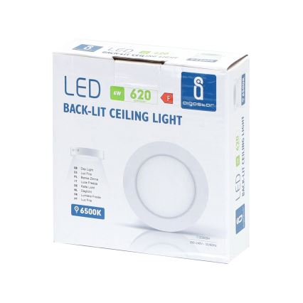Aigostar - Luminaria de techo de superficie LED/6W/230V, diámetro 12,3 cm, 6500K, blanco
