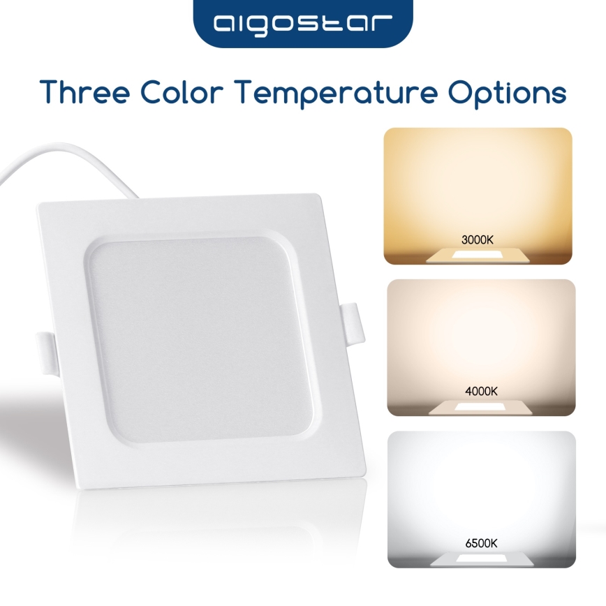 Aigostar - Luminaria empotrable LED/6W/230V 3000K 12x12 cm blanca