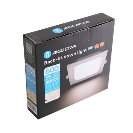Aigostar - Luminaria empotrable LED/6W/230V 3000K 12x12 cm blanca