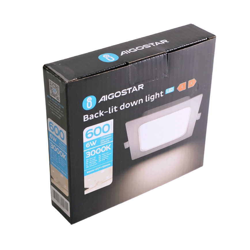 Aigostar - Luminaria empotrable LED/6W/230V 3000K 12x12 cm blanca