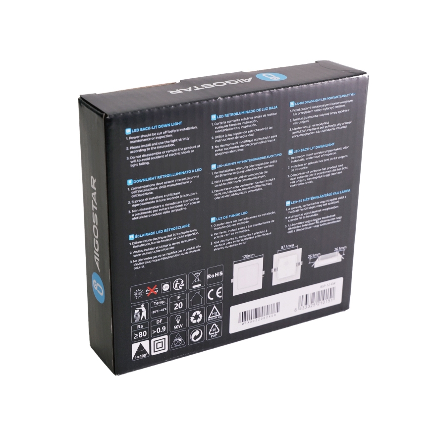Aigostar - Luminaria empotrable LED/6W/230V 3000K 12x12 cm blanca