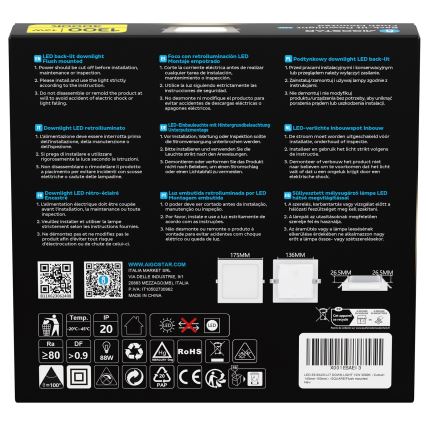 Aigostar - Luminaria empotrada LED/12W/230V 3000K 17,5x17,5 cm blanca