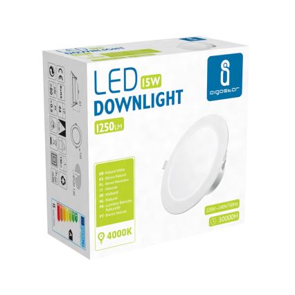 Aigostar - Luminaria empotrable LED para baño LED/15W/230V 4000K IP44 Ø 14,5 cm blanca